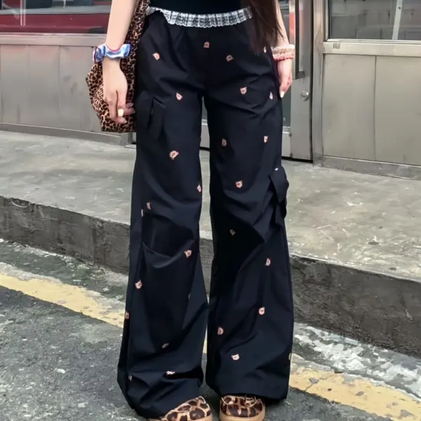 กางเกงขากว้างเด็กแฟชั่น สีดำ
